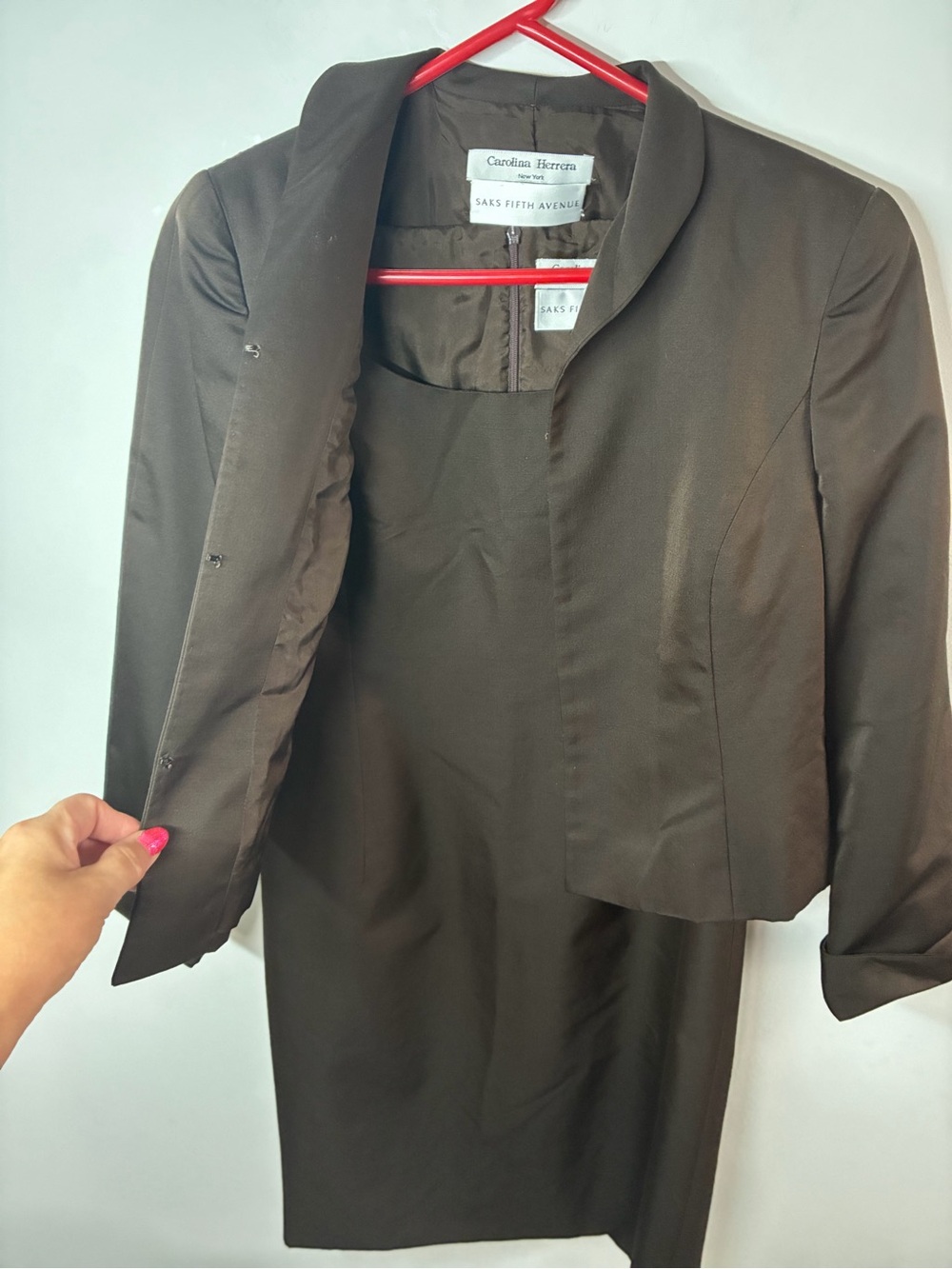Carolina Herrera Brown Midi Dress Suit… Jacket size 8 and dress size 10 - Picture 4 of 8